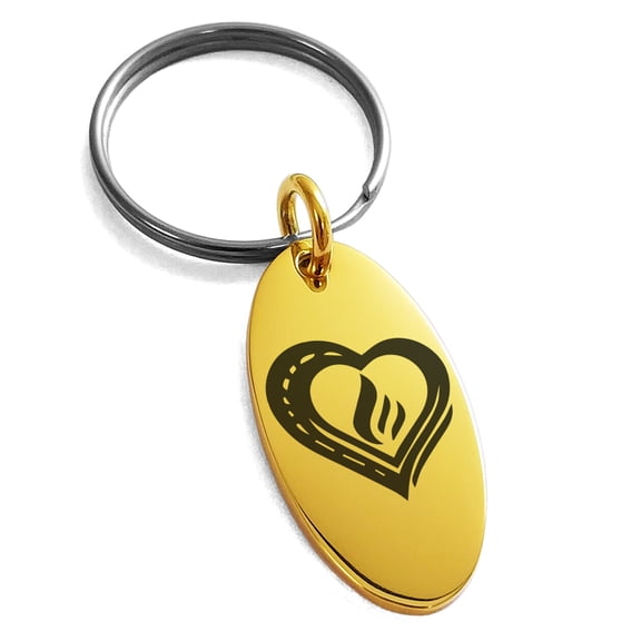 Stainless Steel Life Magic Rune Engraved Small Oval Charm Keychain Keyring