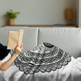 thumbnail image 3 of Black and White Soft Flannel Fleece Throw Blanket, Yin Yang with Flowers Tattoo Style Mandala Illustration, Cozy Plush for Indoor and Outdoor Use, 50" x 70", Black and White, by Ambesonne, 3 of 5