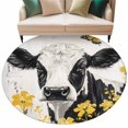thumbnail image 2 of Farmhouse Cow Round Area Rug 7 FT, Non Slip Living Room Area Carpet, Spring Pastoral Yellow Floral Vintage Washable Soft Circular Rug Non-Shedding Floor Carpet for Bedside Office Play Room Classroom, 2 of 9