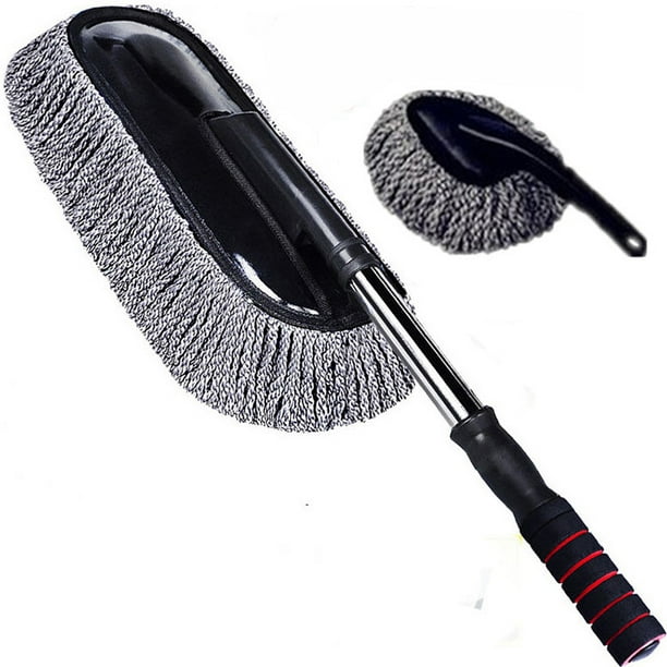 Plumero de microfibra para limpieza de coche y suministros de cepillo para salpicadero de coche, limpiador Interior de polvo Exterior con mango retráctil largo