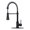 Matte Black, variant on Akicon Pre-Rinse Spring Kitchen Faucet , Single Handle Solid Brass High Arc Pull Down Sprayer Head Kitchen Sink Faucet with Deck Plate - Brushed Nickel