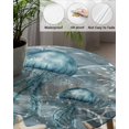 thumbnail image 5 of Marine Jellyfish Starfish Coral Fitted Round Tablecloths Elastic Edged Table Covers 55"-60",Retro Underwater Life Shell Waterproof Dining Room Kitchen Table Cloth for Holiday Party Tables Decor, 5 of 8