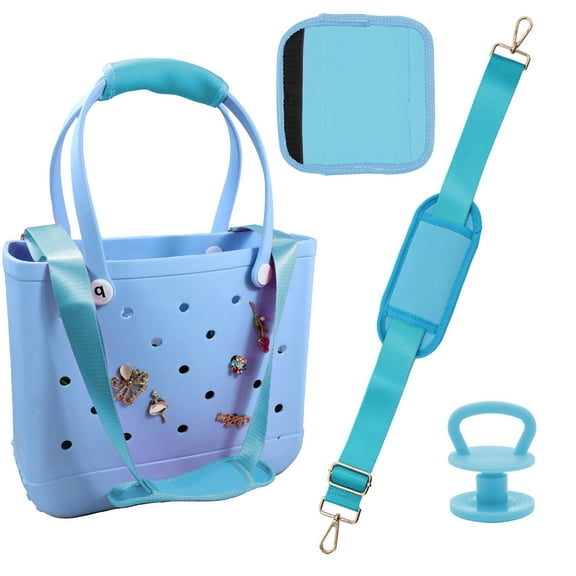 THICVEN Strap Wrap for Bogg Bag, Adjustable Crossbody Shoulder Long Straps for XL Medium Bog Beach Rubber Tote Bag Accessories (Blue)