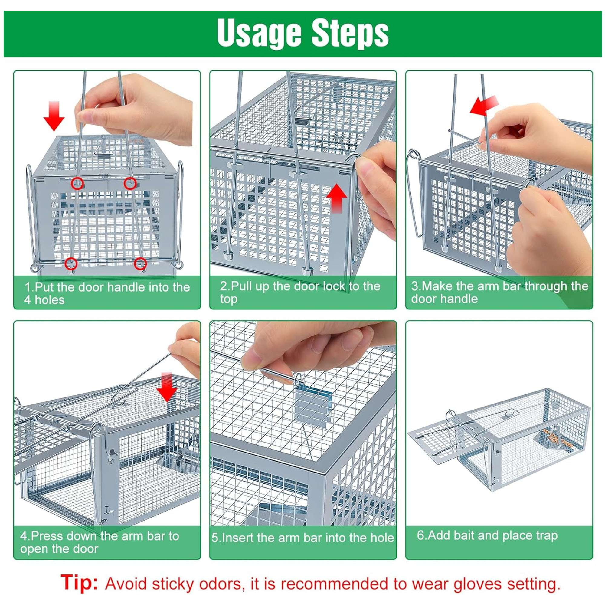 Deago 2 Pack Humane Rat Trap Mouse Traps Cage for Indoor or Outdoor, Small Rodent Chipmunk Squirrel Trap Live Animal Cage Catch and Release