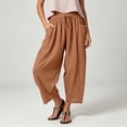 thumbnail image 2 of QIYAGBSA Women's Striped Pants Relaxed Wide Leg Drawstring Waist Summer Casual (Brown, 3XL), 2 of 5
