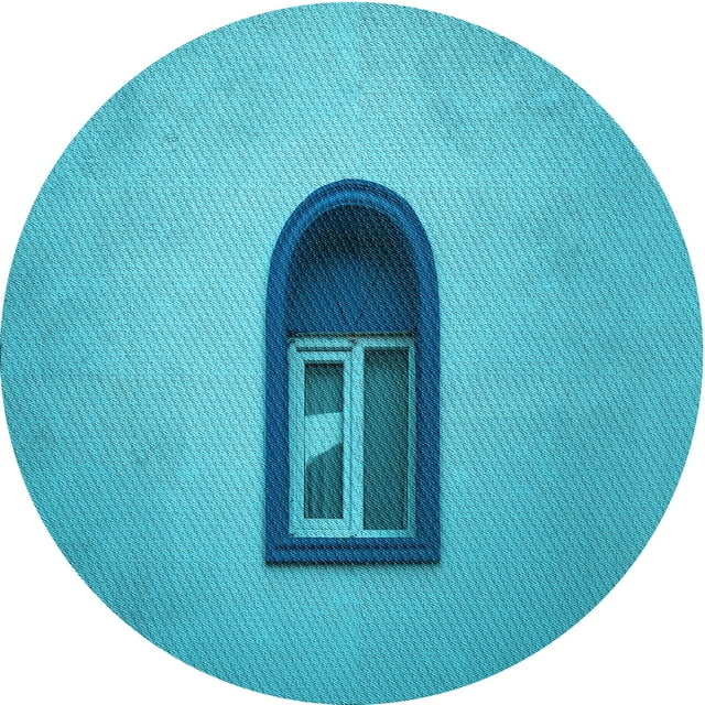 Ahgly Tapis Rond Lavable en Machine Intérieur Transitionnel Turquoise Foncé Vert, 5 Pieds Rond