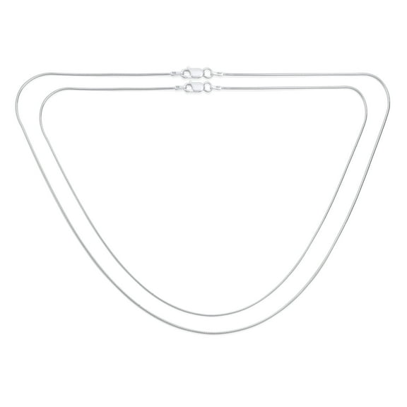 Bling Jewelry Womens Set of 2 2MM Flexible Strong Snake Chain Necklace Sterling Silver 20 & 24 Inch