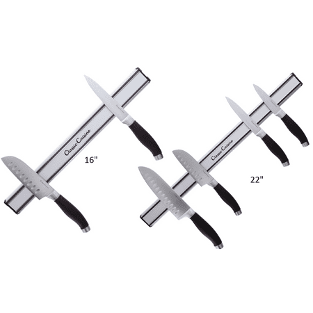 Saunders Storage Holder - 16 or 22 inch Magnetic Knife Storage Strip- Aluminum Bar with Heavy Duty Magnets- Space Saving Safe Storage Holder for Knives, Utensils by Classic Cuisine