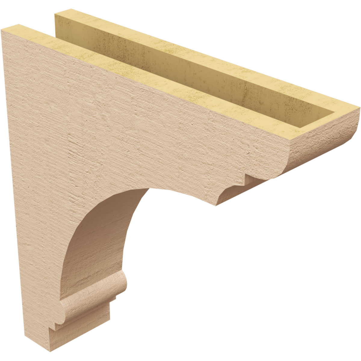 4"W x 16"D x 16"H Thin Hughes Rough Cedar Woodgrain TimberThane Corbel, Primed Tan