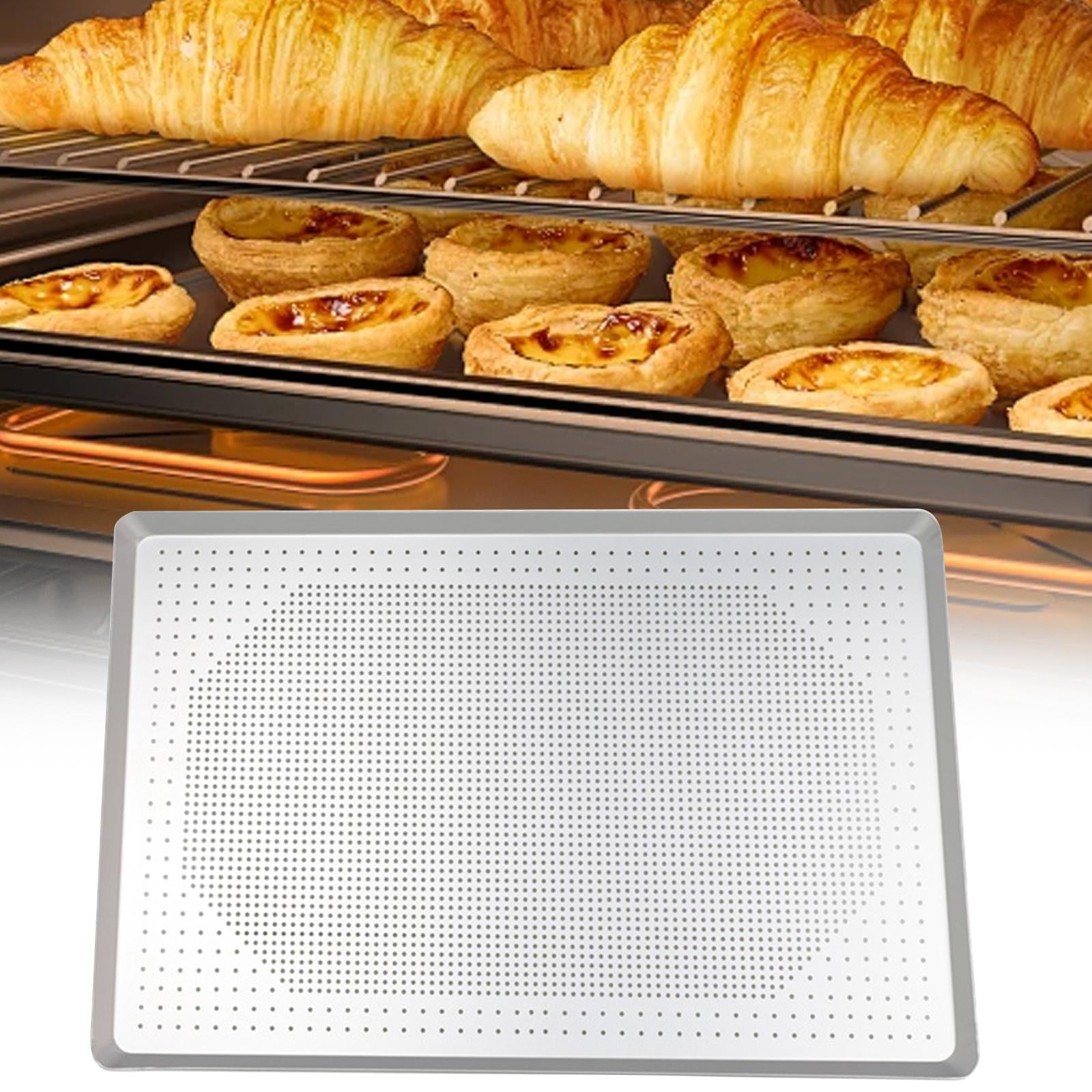 Fiocias Aluminum Perforated Sheet Pan Baking Pan Reusable Easy to Clean Pizza Pan Cookie Style A