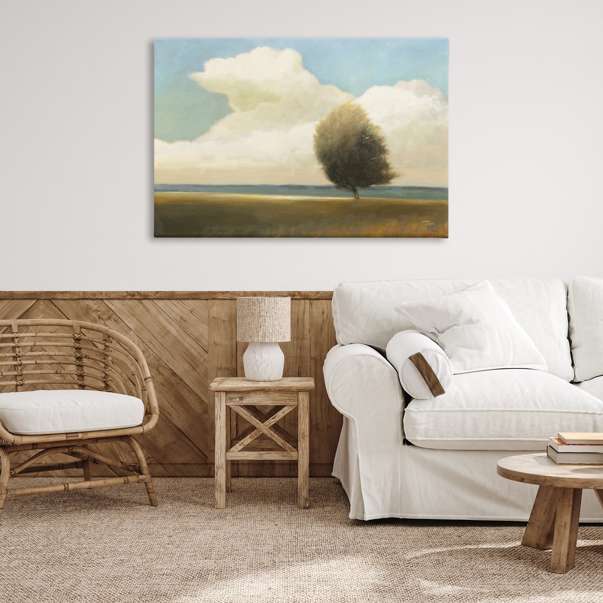 Stupell Industries Windblown Tree Landscape Landscape & Nature Painting Wrapped Canvas Art Print Wall Art, 45 x 30