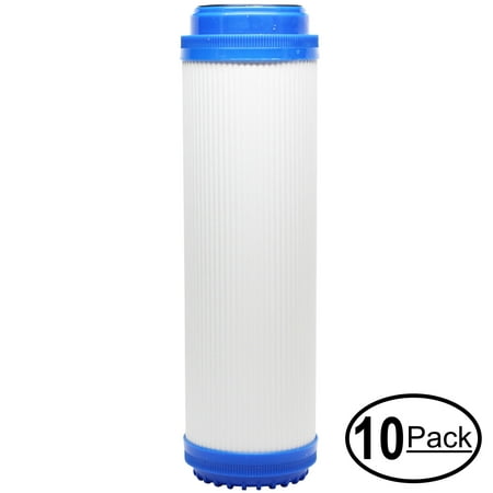 

10-Pack Replacement for MaxWater 101074 Granular Activated Carbon Filter - Universal 10-inch Cartridge for MaxWater 6 stage 50 gpd ph alkaline reverse osmosis water System - Denali Pure Brand