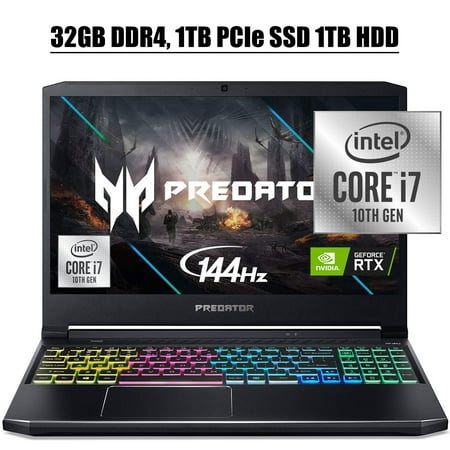 Acer Predator Helios 300 2020 Newest Gaming Laptop I 15.6" FHD IPS 144Hz I Intel Hexa-Core i7-10750H I 32GB DDR4 1TB PCIe SSD 1TB HDD I 6GB RTX 2060 RGB Backlit Win 10