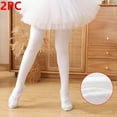thumbnail image 3 of Ugoldhm 2 Pack Girls Soft Ballet Tights - Thin Footed Stockings Dance Leggings, Sizes 2-14 Years, 3 of 8