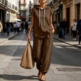 thumbnail image 2 of Women's 2 Piece Tracksuit Outfits Loose Sleeveless Hoodies Wide Leg Jogger Pants Matching Set Fall Y2K Outfits Workout Loungewear Brown, 2 of 9