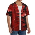 thumbnail image 2 of Xecao Abstract Red Textured Canvas Men's Casual Short-sleeved Shirt, a button-up collared shirt with a pocket-Medium, 2 of 5