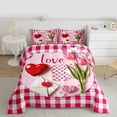 thumbnail image 3 of Homewish Romantic Valentine'S Day Queen Comforter Set,Pink Tulip Flower Bedding Sets,3D Red Loves Bedding Comforter Set For Girls Kids,Ultra Soft Home Decor Reversible,3pcs, 3 of 9