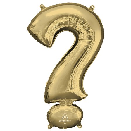 34 inch Symbol ? - Anagram - White Gold Foil Mylar Balloon - Party Supplies Decorations