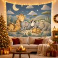 thumbnail image 3 of Sleeping Safari Animals Beneath a Crescent Moon, Cozy Illustration for Safari Fans, Nighttime Nursery Decor, Birthday Gift, Tapestry Wall Hanging for Bedroom and Living Room, 3 of 7