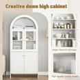 thumbnail image 5 of 69" LED Tall Arched Kitchen Pantry Cabinet, Wood Kitchen Storage Hutch with 2 Large Drawers and Adjustable Shelves, Glass Dome Cupboard for Dining Room, Bathroom，Livingroom, 5 of 7