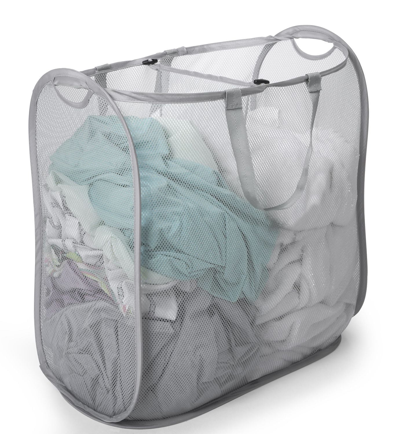 Mainstays Dual Pop-Up Mesh Hamper - Gray, Dual Pop-Up Mesh Hamper