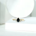 thumbnail image 6 of Rosec Jewels Black Spinel Engagement Ring with Diamond Trio, Pear Cut Spinel and Diamond Ring, 10K Yellow Gold, US 11.00, 6 of 9