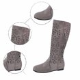 thumbnail image 5 of Mid Calf Boots With Cutout Design Low Heel Retro Boots Color: Grey Size: 40, 5 of 9