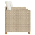 thumbnail image 2 of vidaXL 3 Piece Bistro Set with Cushions Beige Poly Rattan Acacia Wood, 2 of 5