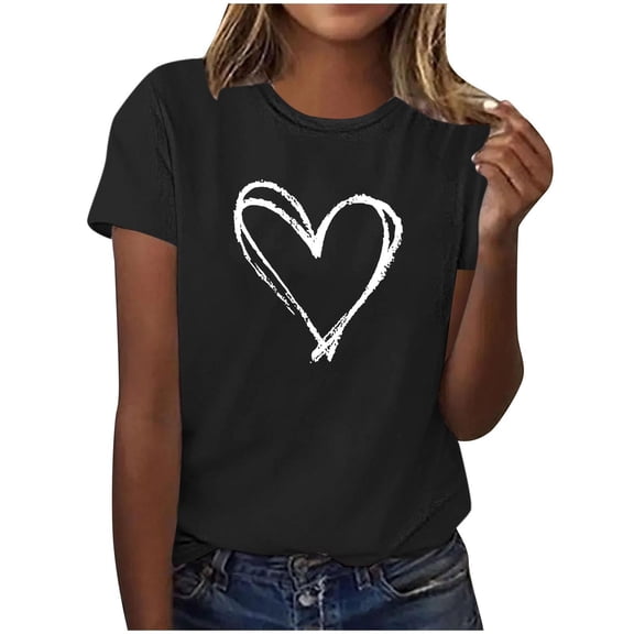Vetsdori Short Sleeve Shirts for Women Summer Graphic Pullover Young Adult Cotton Gifts for Girlfriend,Holiday Blouses Workout Cute Ladies Tops Trendy