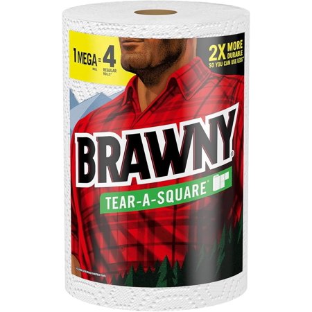 BRAWNY® TEAR-A-SQUARE® PAPER TOWELS, 1 MEGA ROLL
