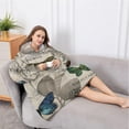 thumbnail image 5 of Oversized Wearable Blanket Hoodie,Butterfly Leaf Text Pattern Sherpa Blanket Hoodie with Super Pockets,Super Warm Fuzzy Pullover for Women & Men, 5 of 6