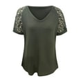 thumbnail image 5 of Pntutb Ladies Clothes,Tops Womens V Neck Short Sleeve T Shirt Summer Solid Loose Blouse, 5 of 6