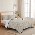 thumbnail image 5 of Twin XL Quilt Set 68''x98'', Beige Damask Lightweight Bedspread Coverlet Set with 2 Pillow Shams, Vintage Country Scroll Floral Patterned Breathable All Season Quilt Bedding for Dorm/Guest Room, 5 of 9