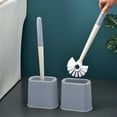 thumbnail image 2 of SLYNSHome Toilet Bowl Brush with Holder - 15 inch - No Blind Spots - Long Handle Stiff Bristles Toilet Brushes for Bathroom Cleaning (Gray), 2 of 7