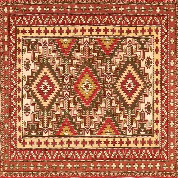 Ahgly Company Indoor Square Persian Orange Traditional Area Rugs, 4' Square