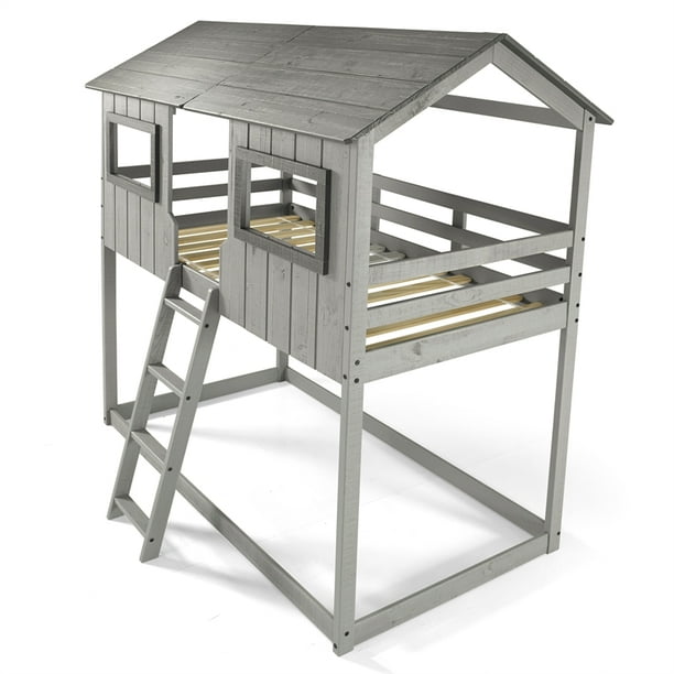 Chelsea Home Furniture Sarah Twin Cottage House Bunk Bed In Rustic Grey