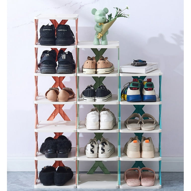 6 Tiers Vertical Shoe Tower, Narrow Corner Shoe Rack, Folding Shoe Cabinet,Space  Saving DIY Free Standing Shoes Storage Organizer for Small Entryway,  Closet, Stable & Easy Assembly, Orange 