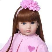 iCradle 24 inch 58cm Lovely Reborn Baby Dolls Girl Realistic Looking Lifelike Toddler Dolls Vinyl Soft Cloth Body Newborn Babies with Clothes Set Xmas Gift for Kids 3+