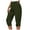 Army Green, variant on Plebaso Women's Capris Pants Solid Color Mid Waist Double Pockets Cropped Pants Ladies Casual Athletic Trousers