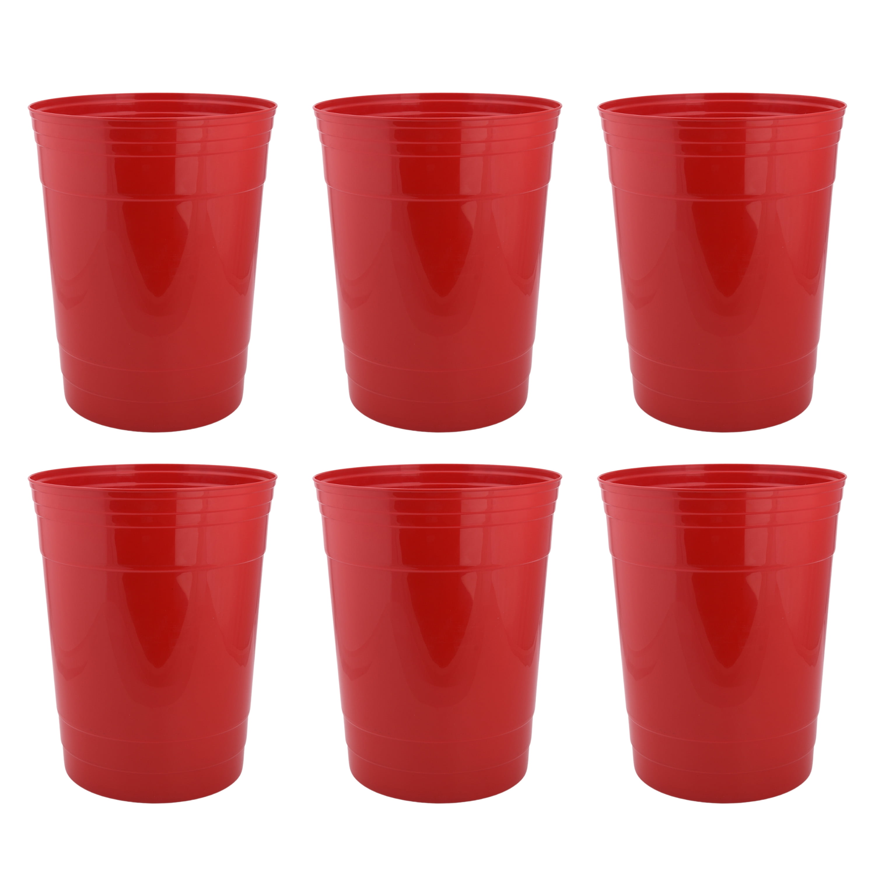 3 Gallon Red Cup Trash Can, Plastic Office Trash Can, Pack of 6