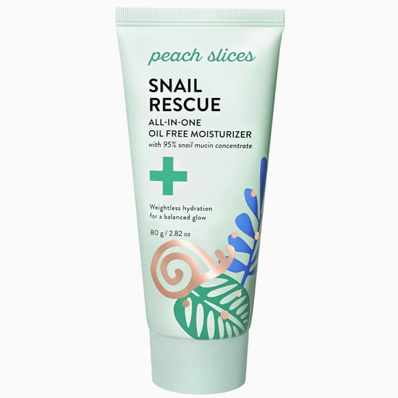 Peach Slices Snail Rescue All-In-One Oil Free Face Moisturizer 95% Snail Mucin Lightweight Long-Lasting Hydration Silicone-Free Skin Care Clean & Cruelty-Free 2.82 Oz