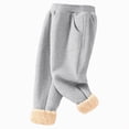 thumbnail image 4 of 6-7T Kids Fall Winter Thick Sherpa Lined Sweatpants Elastic Waist Cuffed Fleece Lined Loose Casual Pants with Side Pockets for Boys Girls 3-14 Years School Indoor Daily Wear,Grey, 4 of 9