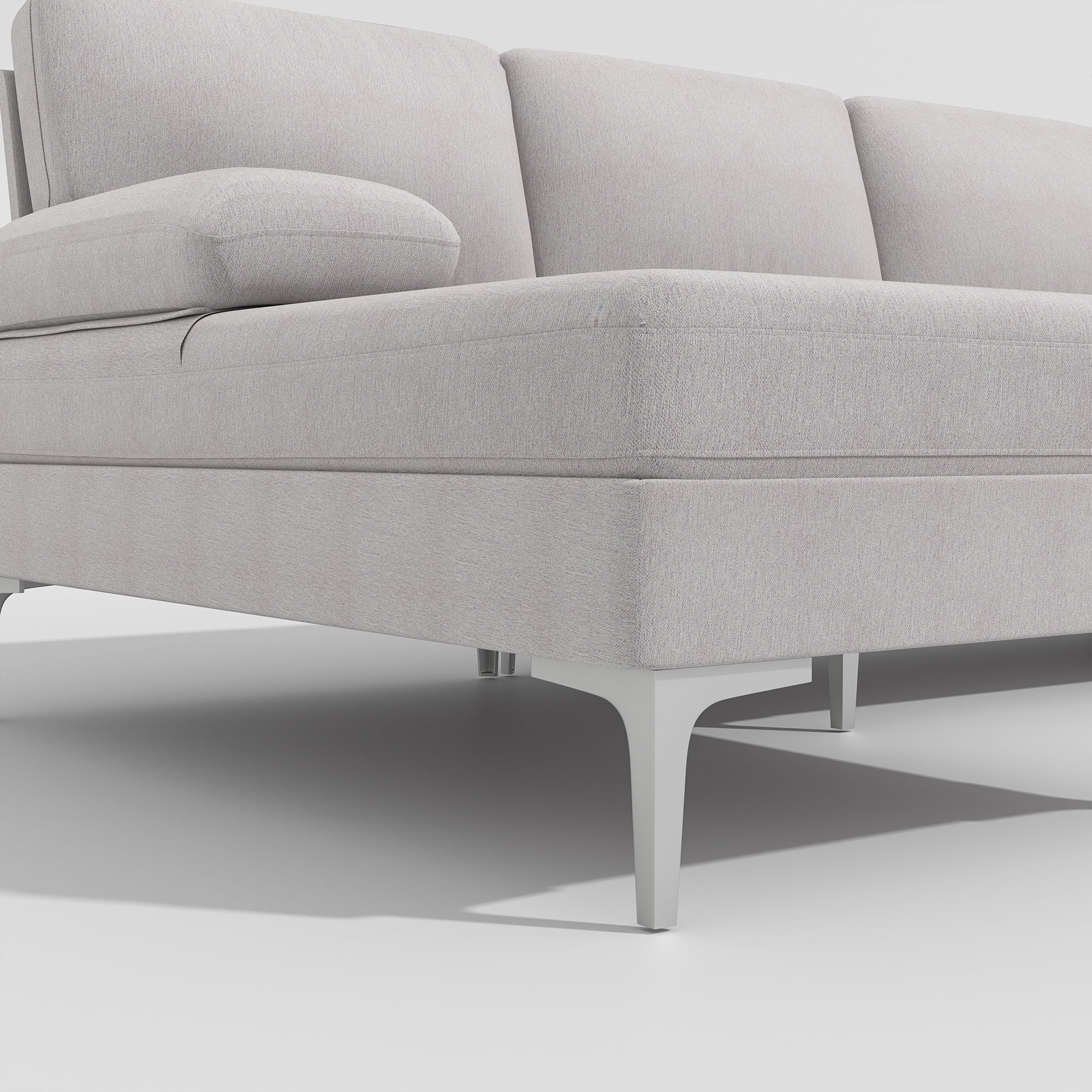 Kadyn U-Shaped Fabric with Two Imperial Concubine Iron Feet 4 Seats Indoor Modular Sofa, Sofa Couch for Living Room, Beige