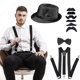 thumbnail image 1 of 1920 Conjunto de accesorios para disfraz de Gatsby para hombre con sombrero de gánster, barba, tirantes elásticos, lazo para el cuello, reloj de bolsillo, 1 of 4