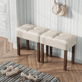 thumbnail image 5 of FAGAGA Two Leather Vanity Stool, Rectangle Ottoman Bench for Makeup Room, Vanity Chair with Wood Legs for Piano Room, Bedroom, Living Room | Beige, 5 of 12