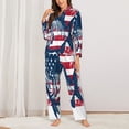 thumbnail image 2 of Wukai bass fish with the USA flag Print Women’s Pajama Long Sleeve Sleepwear Soft&nbsp;-Large, 2 of 7