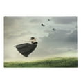 thumbnail image 1 of Butterfly Cutting Board, Poetry Bleak Weather Day Tulle Dress Jumping Girl with Butterflies, Decorative Tempered Glass Cutting and Serving Board, Large Size, Olive Green Pale Grey, by Ambesonne, 1 of 1