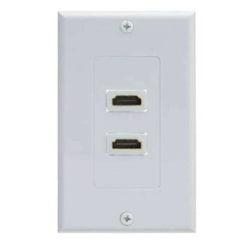 Dual Port HDMI Wall Plate with Strain Relief, White