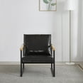 thumbnail image 2 of Highsound Leather Accent Chair, Metal Frame Armchair, Upholstered Single Sofa for Living room, Bed Room, Black, 2 of 6
