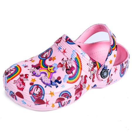 

Unisex Clogs With Cartoon Print & Pendant Decor